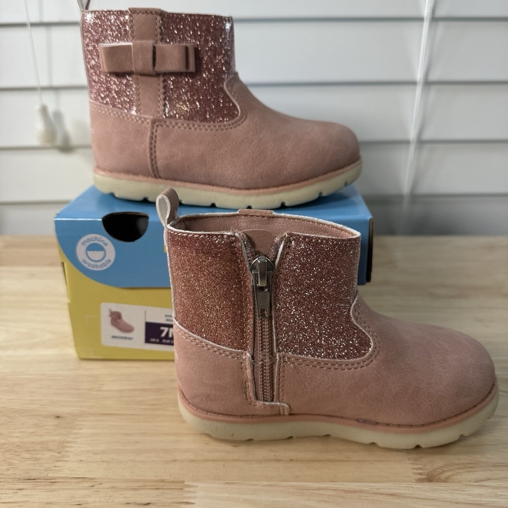 Munchkin by Stride Rite Little Girl's Size 7M Avalon Pink Glitter Side-Zip Boots
